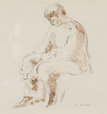 Femme assise by 
																	Charles Aufrett