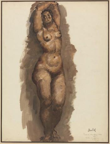 Femme aux deux bras leves by 
																	Eugene Dabit