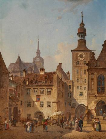 München - Blick vom Tal auf den Alten Rathausturm by 
																			Friedrich Eibner