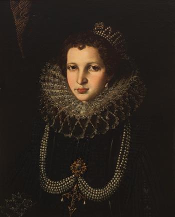 Ritratto di dama a mezzo busto in nero by 
																	Scipione Pulzone