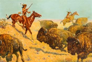 Buffalo hunt by 
																	Clarence Ellsworth
