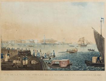 Vue de la Néva, du port, et de la bourse de St Pétersbourg by 
																	Michel Francois Damame de Martrais