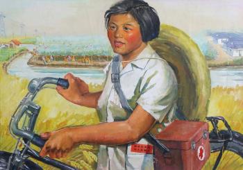 Peindre une infirmière rouge by 
																	 Zhu Shugen
