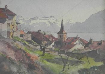 Vue sur la commune de Riez by 
																	Fritz Eduard Huguenin-Lassanguette