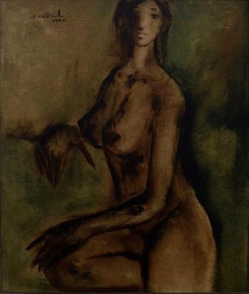 Seated female nude by 
																			B Vithal