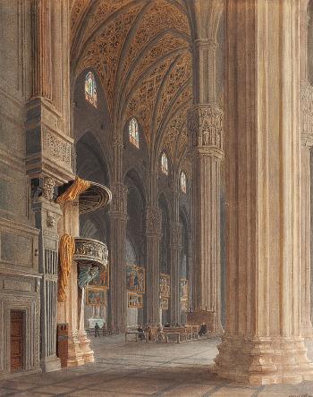 Blick in das Mittelschiff des Doms zu Mailand by 
																	Jean Lubin Vauzelle