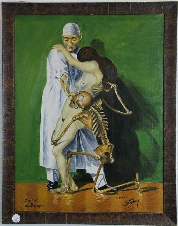 Surrealist Work: Doctor with Patient and Skeleton by 
																			Joe Salinger