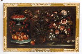 Nature morte con fiori e frutta by 
																			 Lombard-Veneto School