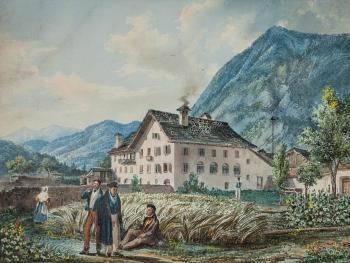 Villa a Olivone nel Canton Ticino, con figure by 
																	Alessandro Sanquirico
