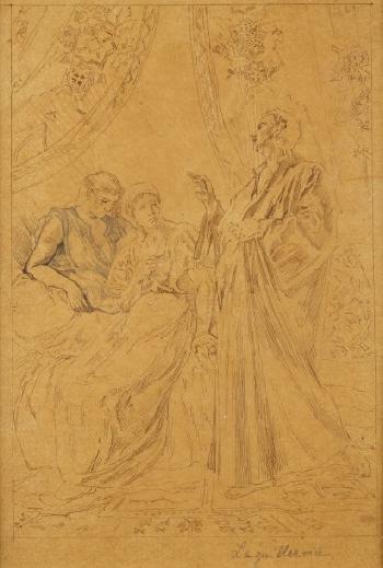 Scène d'intérieur avec trois personnages by 
																	Frederic-Auguste LaGuillermie