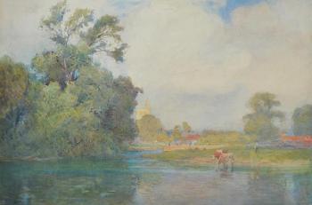 Cows by the River by 
																	Max Ludby