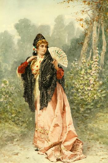 Spanish girl with fan by 
																			Ramon Tusquets y Maignon