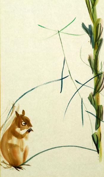 Squirrel and tiger lilies by 
																			 Guo Dawei