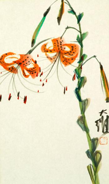 Squirrel and tiger lilies by 
																			 Guo Dawei