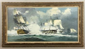 Square-rigged war ships by 
																			Bernard Laarhoven
