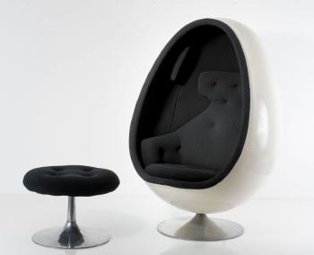 'Ovalia' easy chair and stool by 
																			Henrik Thor-Larsen