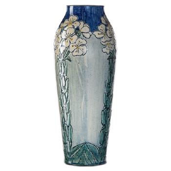 Fine tall vase with cactus flowers by 
																			Harriet C Joor