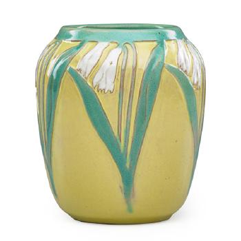 Fine small vase with snowdrops by 
																			Mary L Yancey