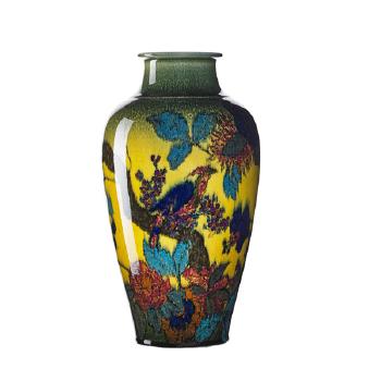 Large Jewel vase with birds by 
																			Edward Timothy Hurley