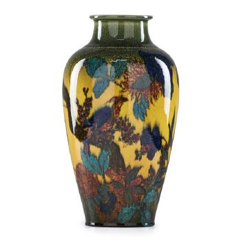 Large Jewel vase with birds by 
																			Edward Timothy Hurley