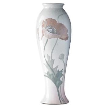Tall Lotus vase with poppy by 
																			 Owens Pottery