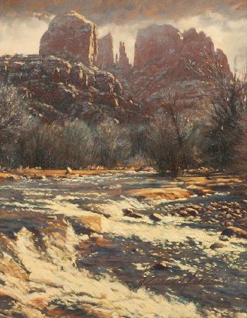 Western Mountain & River Landscape by 
																	Richard Iams