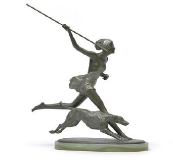 Diana with dog and spear by 
																	Karin Jarl-Lorenzl