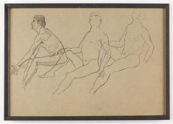 3 sitzende, männliche Akte by 
																			Robert Obsieger