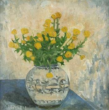 Sumpfdotterblumen in Vase by 
																			Otto Bejvl