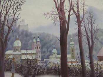 Winter in Salzburg mit Spaziergängern am Kapuzinerberg by 
																			Regine Dapra