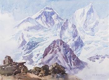 Blick auf den Mount Everest und den Nuptse by 
																			Oswald Rampl