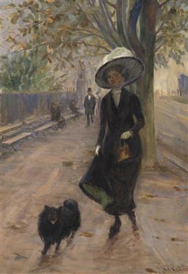 Parisian Lady with Small Dog by 
																	Karel Relink