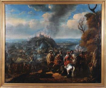 The siege of a city (possibly the the burning of Hiedelberg) by 
																			Alexander van Gaelen