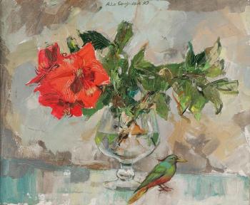 Vase de fleurs et oiseau by 
																	Alla Sapojnikova