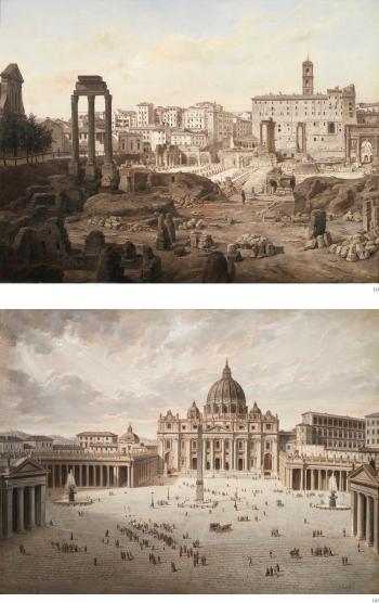 The Roman Forum; and Saint Peter's Square: A Pair by 
																	Josef Langl