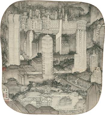 Reconstructing New Shanghai (ink Version 1) by 
																	 Xu Jianguo
