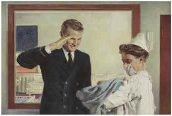 Naval Officer Saluting Newborn by 
																	Spencer Douglas Crockwell
