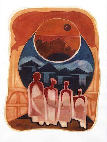 Four figures, sunset by 
																	Tayo Adenaike