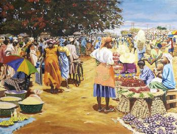 Market scene by 
																	Olumide Oresegun
