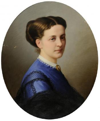 Portrait de femme de trois quart face by 
																	Louis Stanislas Faivre-Duffer