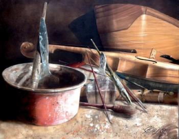 Nature morte au pot rouge by 
																	Frederic Dufoor