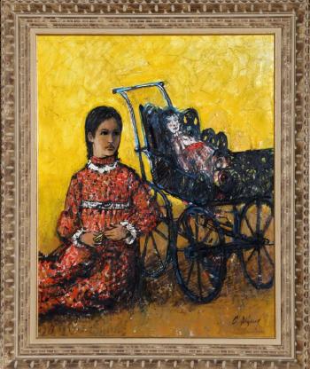 Child with doll and buggy by 
																			Carlos Irizarry