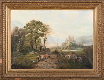 Pastoral scene with a castle by 
																			Ruth Van Ausdall