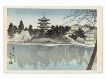 ‘The Aso Shrine in Higo’, ‘Nara at the Evening’ by 
																			Tomikichiro Tokuriki