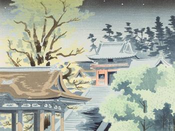 ‘The Tsurugaoka Hachiman Shrine in Sagami Province’, ‘The Shiroyama in Kagoshima’ by 
																			Tomikichiro Tokuriki