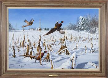 A Touch of Winter (Pheasants) by 
																			David Maass