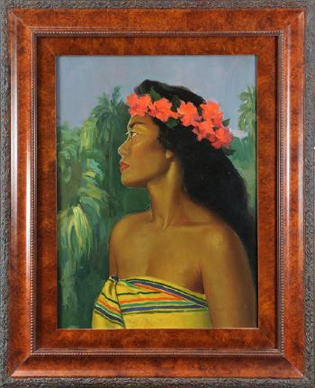 Polynesian beauty with flower crown by 
																	Ralph Tyree
