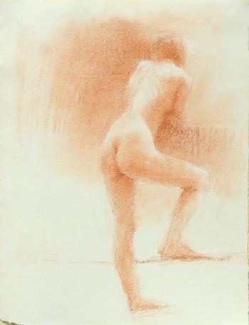 Untitled (Female nude from behind with raised knee) by 
																			Fred Dalkey