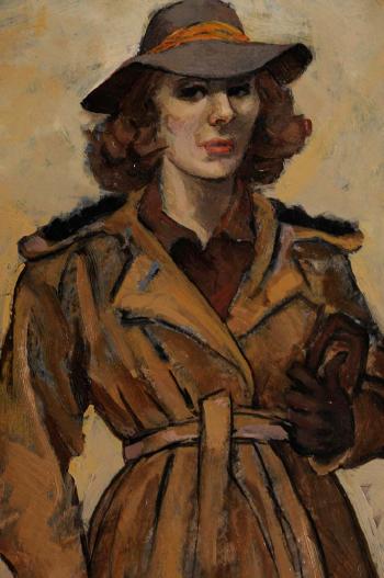 The Artist's Wife in a Trench Coat by 
																			Emlen Etting