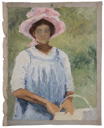 Young Lady in a Pink Hat by 
																			Adelaide Mahan